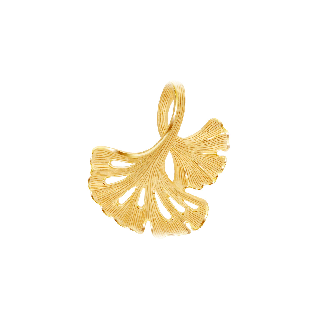 24K Pure Gold Pendant: Little Ginkgo leaf design