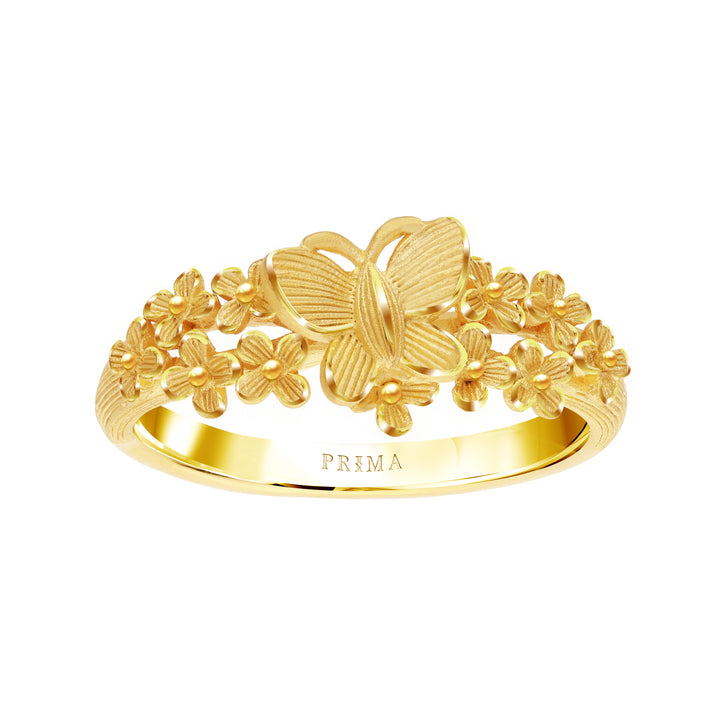 24K Pure Gold Ring: Eden Butterfly 2 design
