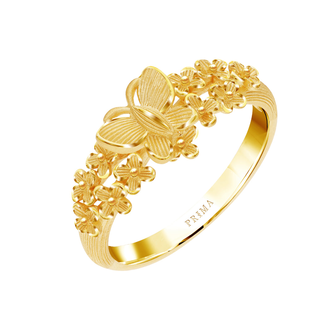 24K Pure Gold Ring: Eden Butterfly 2 design