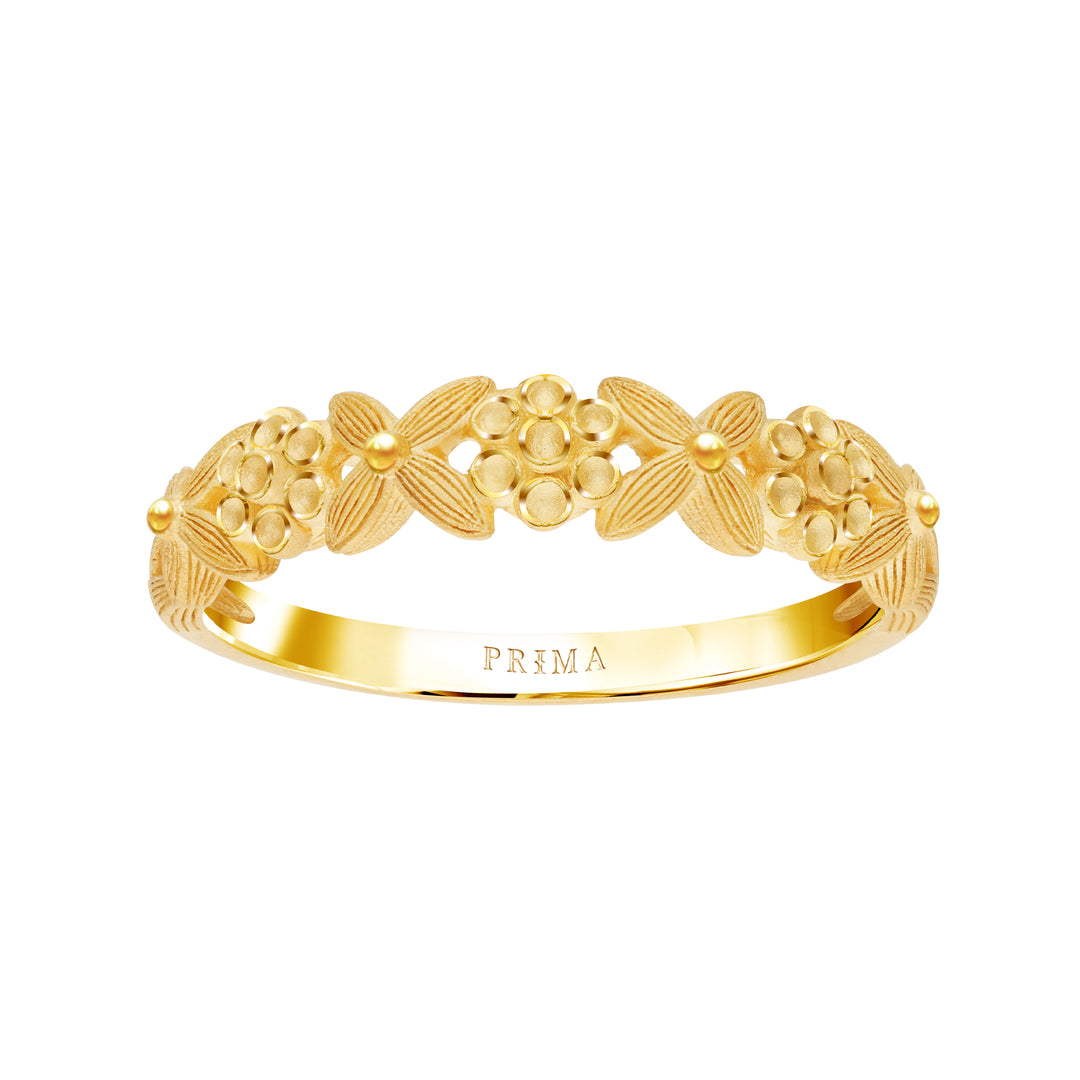 24K Pure Gold Ring: Petit Flower design