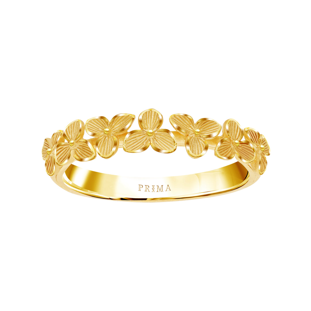 24K Pure Gold Ring: Wind Flower design