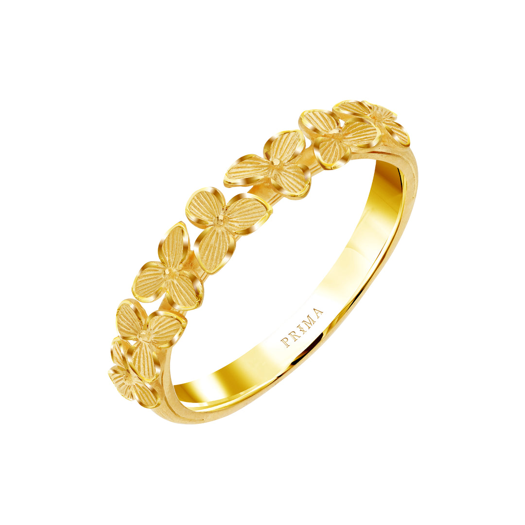 24K Pure Gold Ring: Wind Flower design