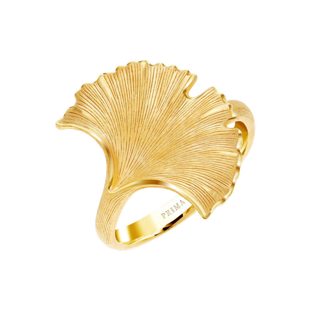 24K Pure Gold Ring: Little Ginkgo leaf design