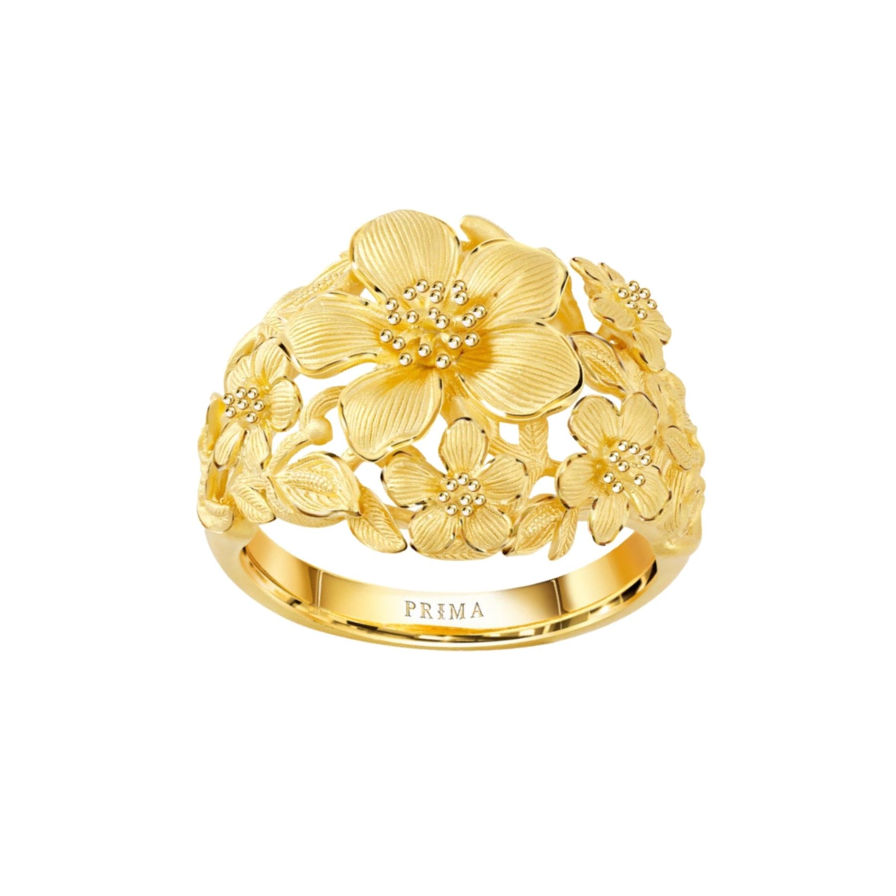 Yellow gold flower ring design on Craiyon