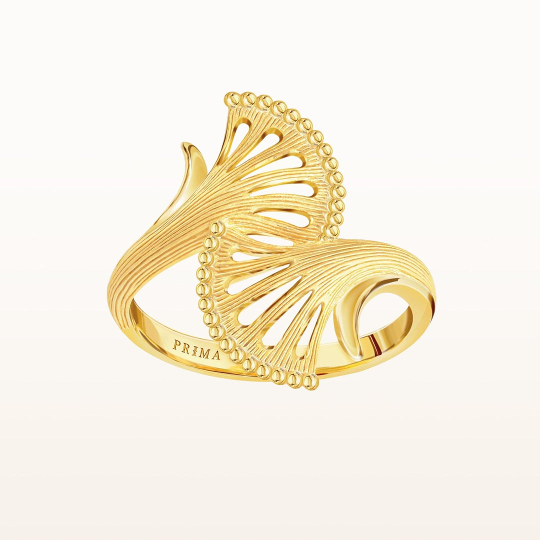24K Pure Gold Ring: Magnolia Flower Design