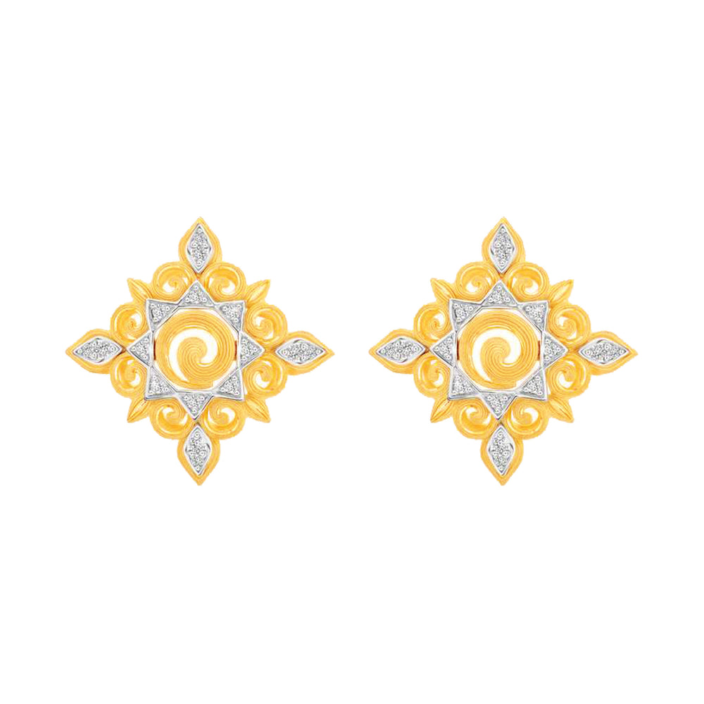 24K Pure Gold Stud Earrings:Golden Swirl Collection – Prima Gold Official