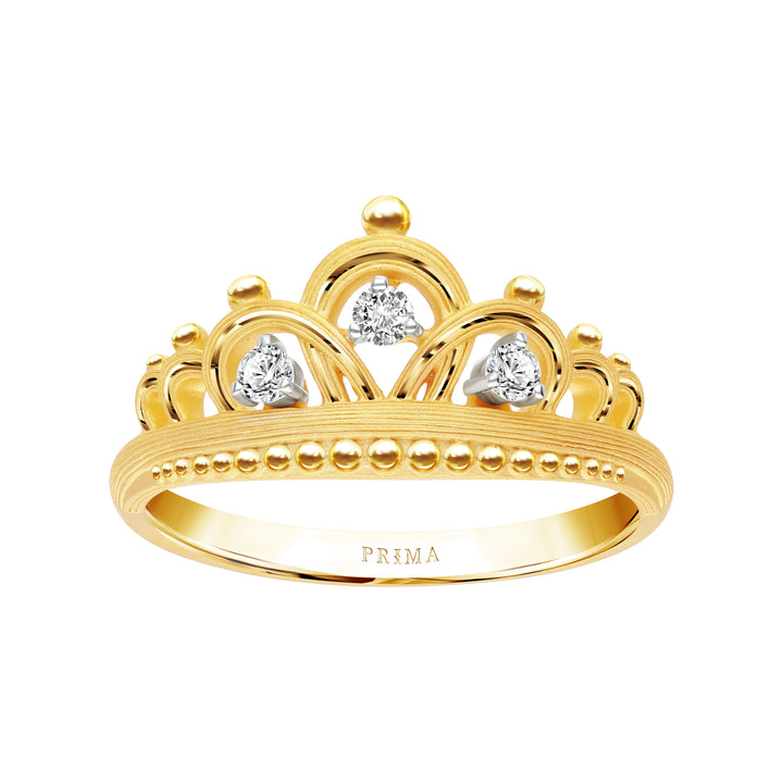 24K Pure Gold Diamond Ring:  Petit Tiara Design