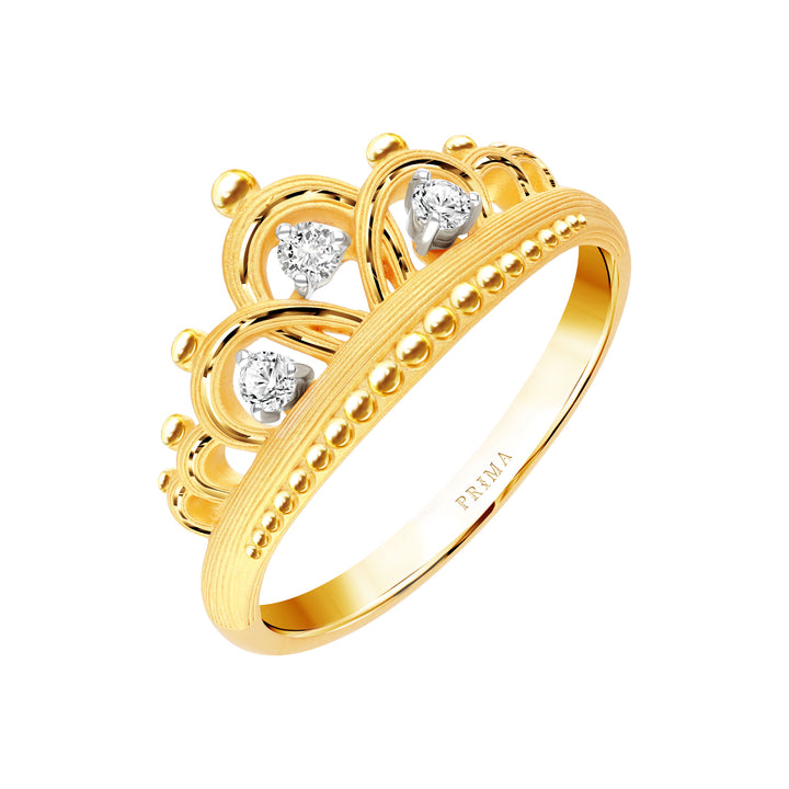 24K Pure Gold Diamond Ring:  Petit Tiara Design