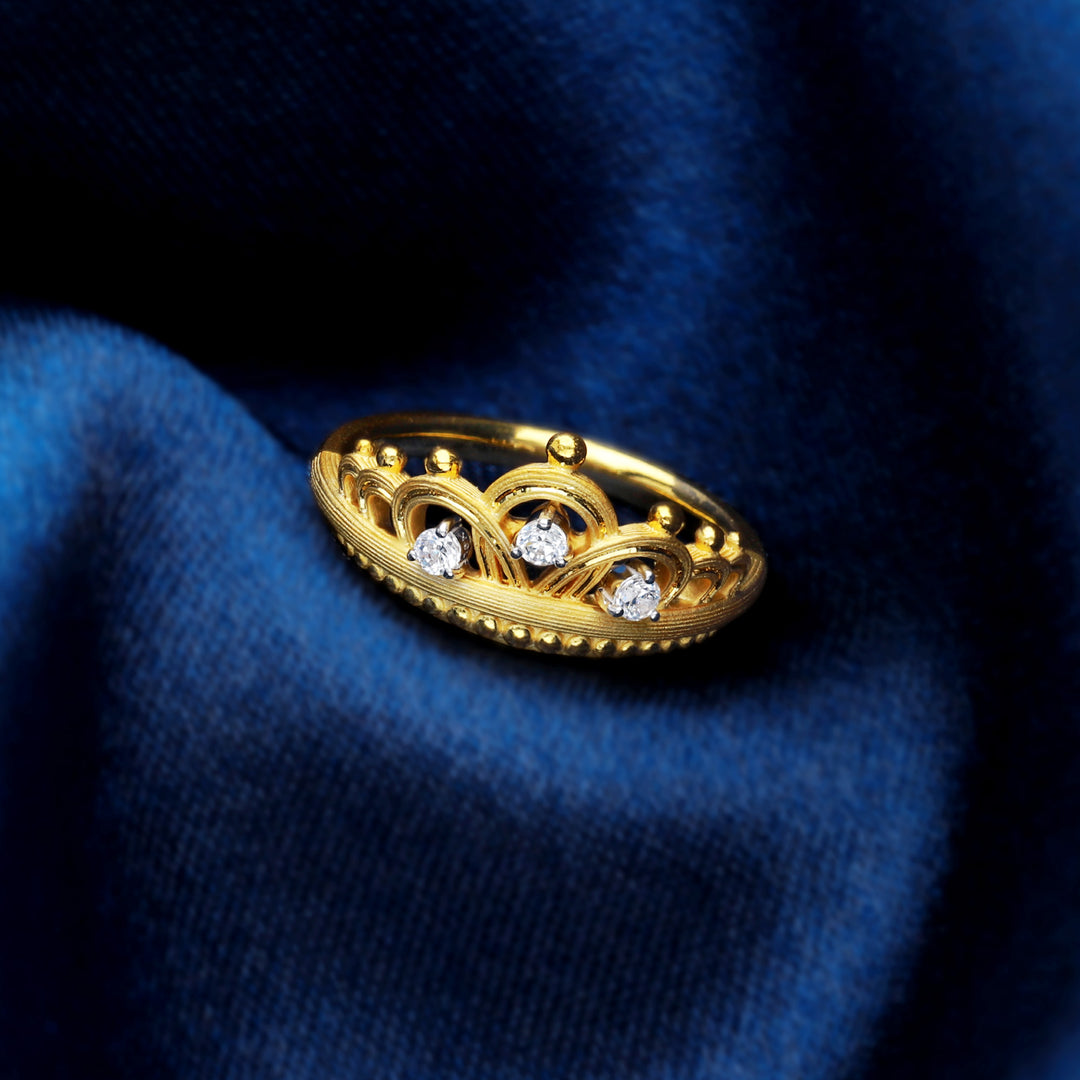 24K Pure Gold Diamond Ring:  Petit Tiara Design