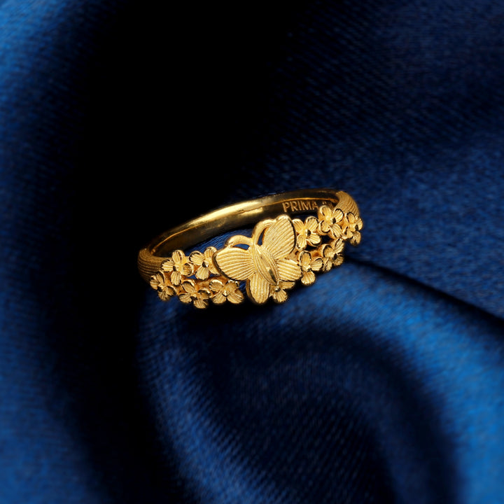 24K Pure Gold Ring: Eden Butterfly 2 design