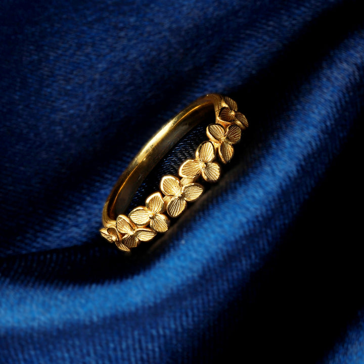24K Pure Gold Ring: Wind Flower design