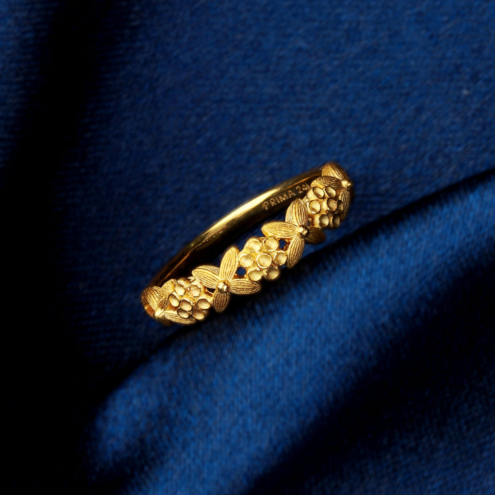 24K Pure Gold Ring: Petit Flower design