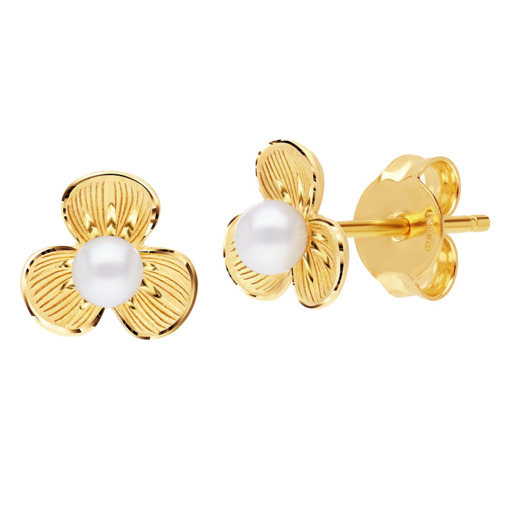 24K Pure Gold  with Pearl Earrings: Dewy Collection