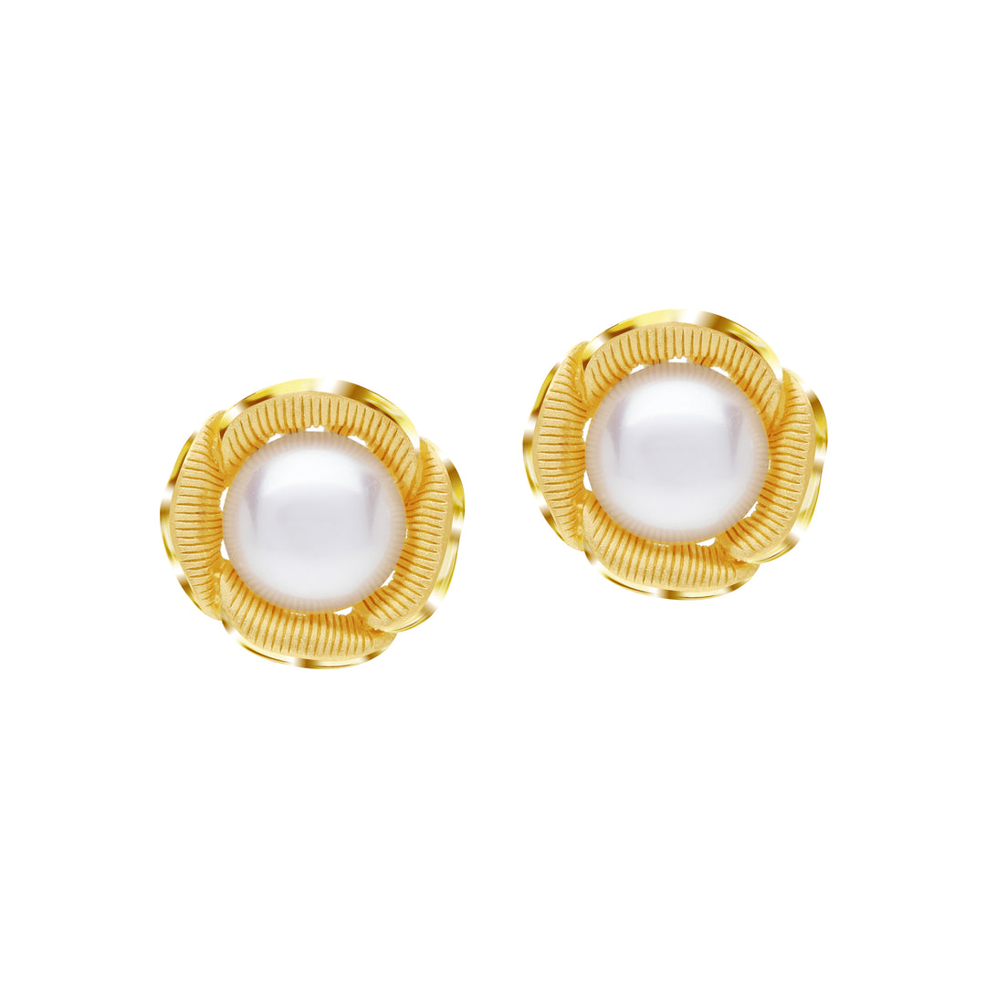 24K Pure Gold  with Pearl Earrings: Belle Collection