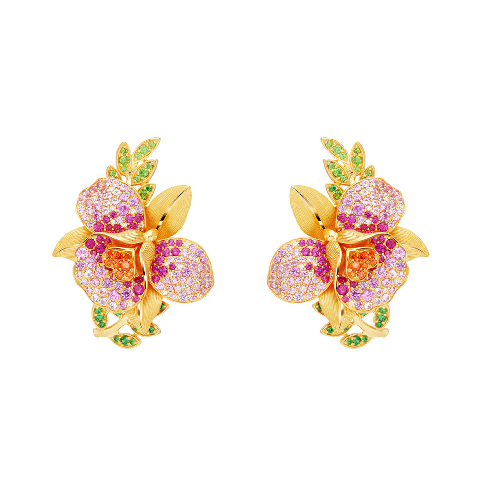 165E0787-24K-Pure-Gold-Gemstone-Cattleya-Orchid-Earrings