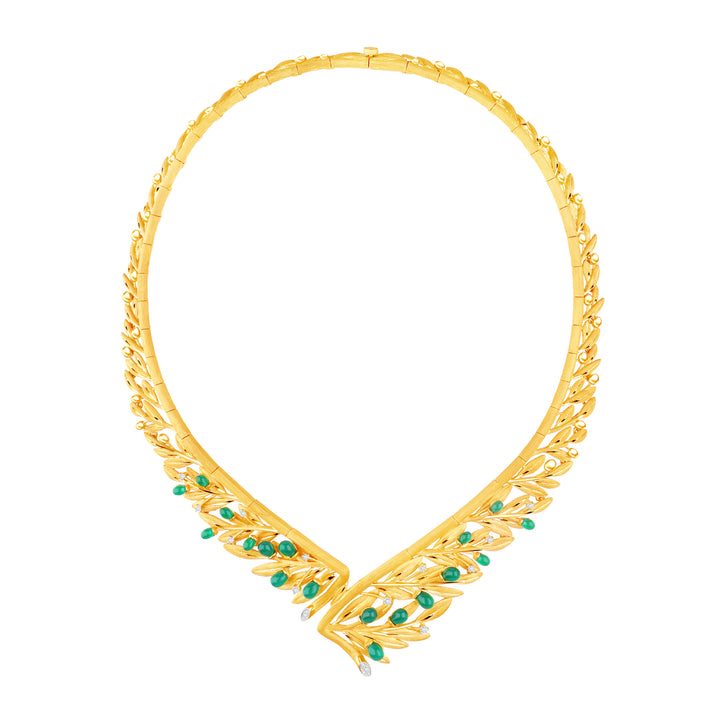 24K Pure Gold with Gemstone Necklace :  Olive Design