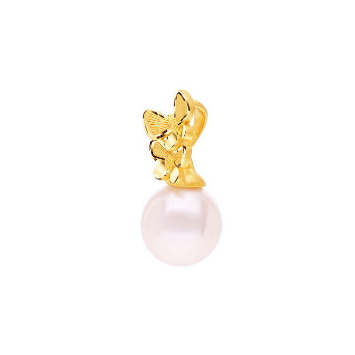 24K Pure Gold with Pearl Pendant: Papillon Collection