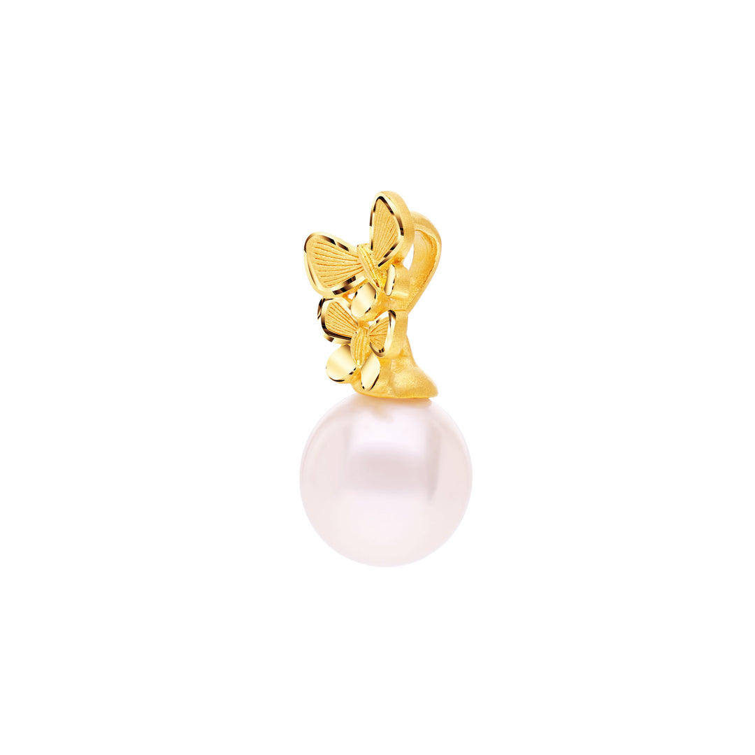 24K Pure Gold with Pearl Pendant: Papillon Collection