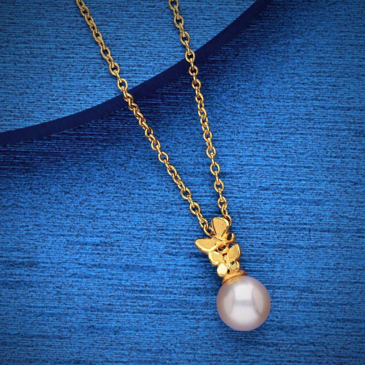 24K Pure Gold with Pearl Pendant: Papillon Collection