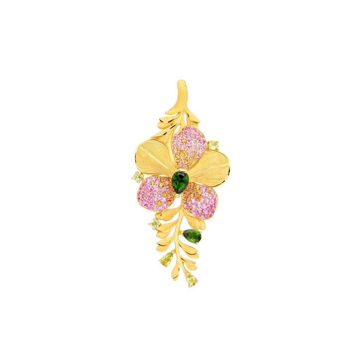 165P0633-24K-Pure-Gold-Gemstone-Vanda-Orchid-Pendant