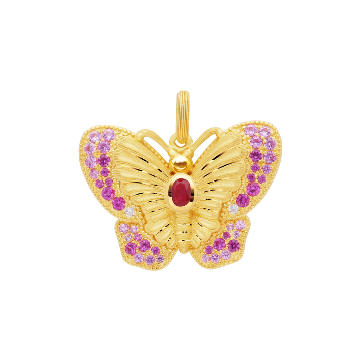 24K Pure Gold with Gemstone Pendant : Butterfly Design