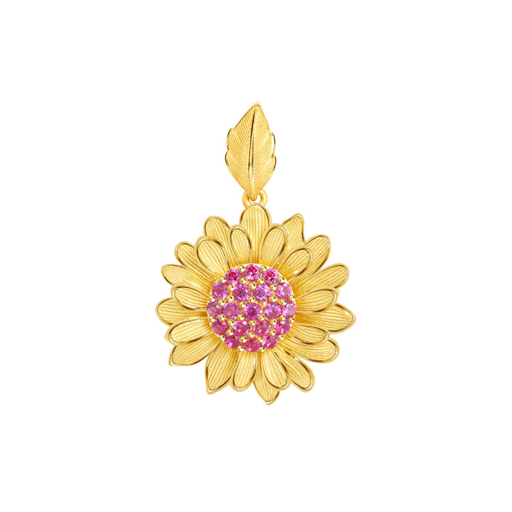 24K Pure Gold with Ruby Stud Pendant : Symphony Flora Design