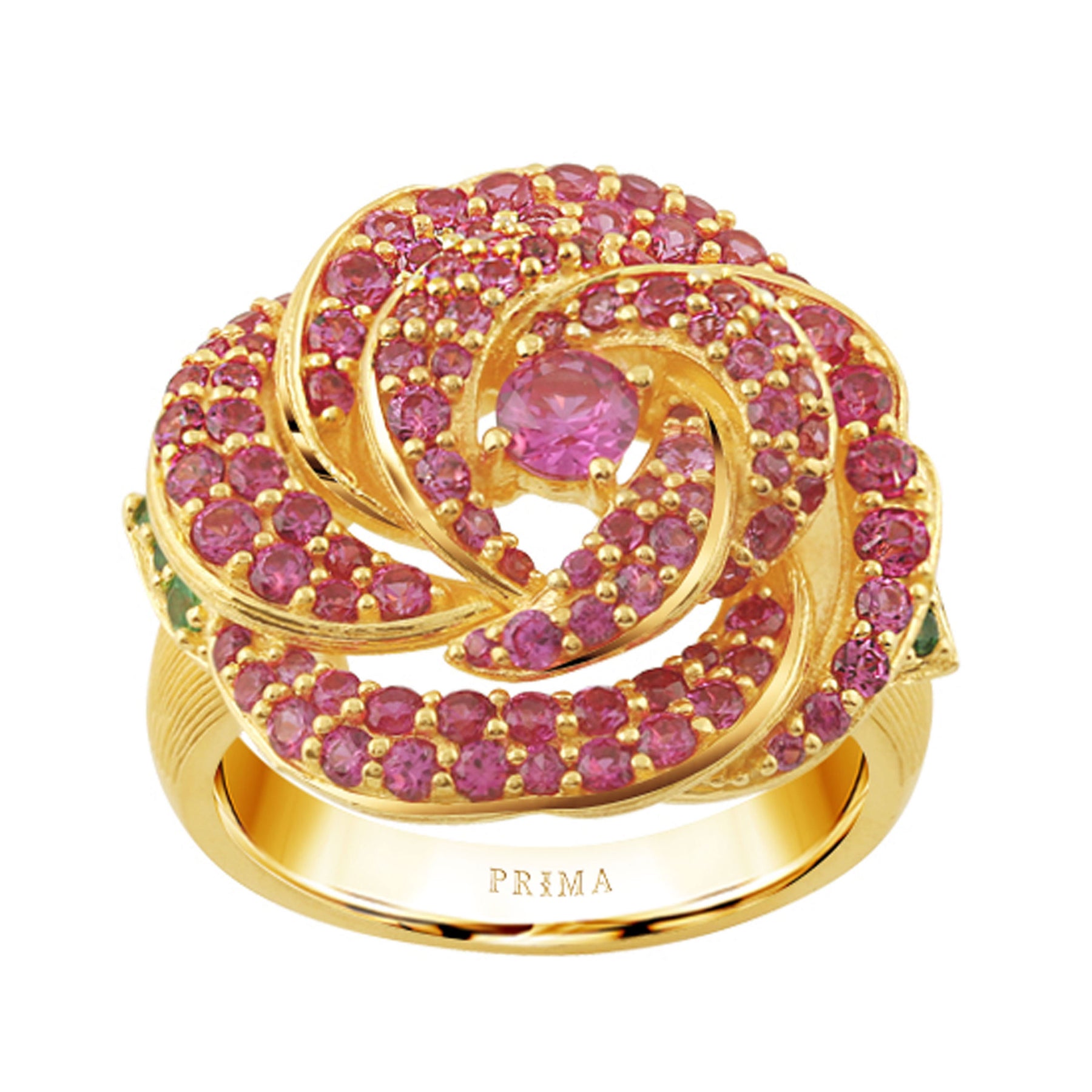 Pure Gold Latest Rings 24K Pure Gold with Gemstone Ring : Rose Design – Prima Gold Official