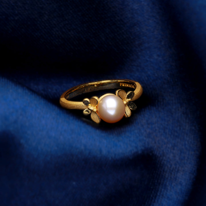 24K Pure Gold with Pearl Ring: Papillon Collection