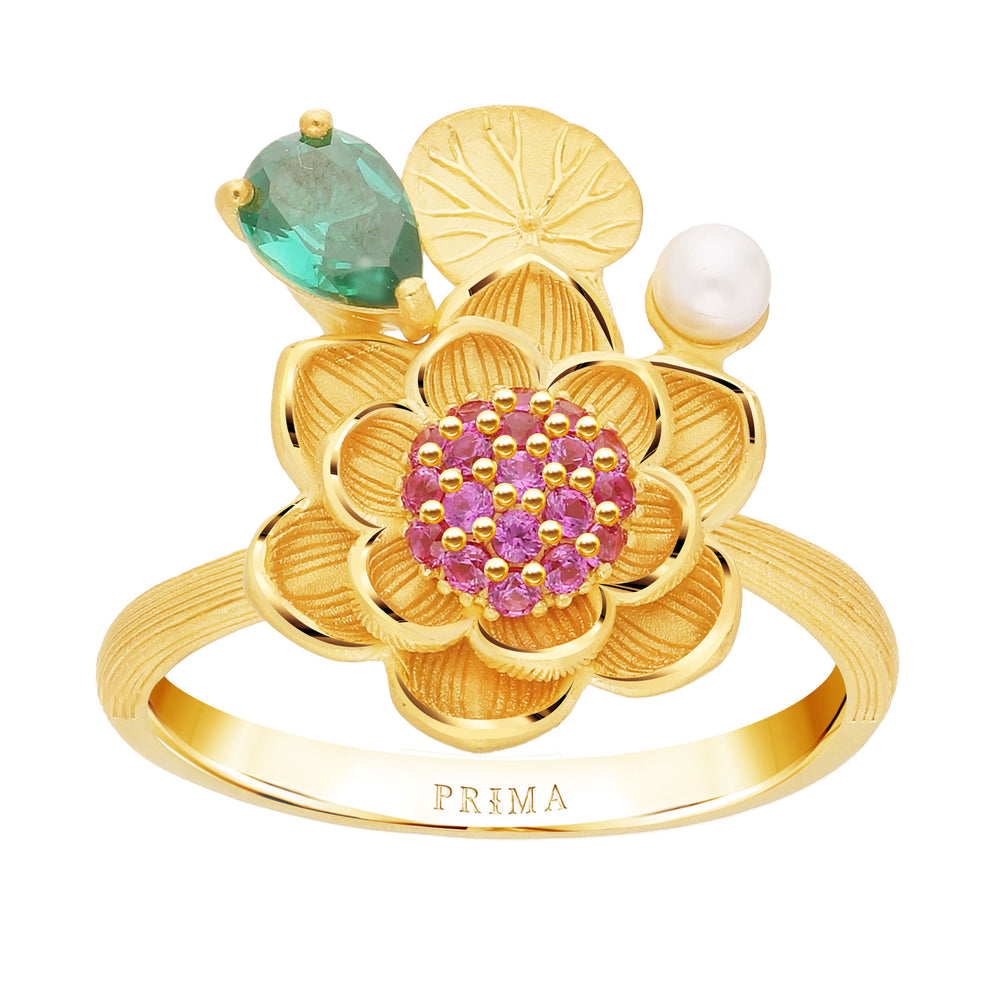 165R0663-24K-Pure-Gold-Gemstone-Lotus-Ring